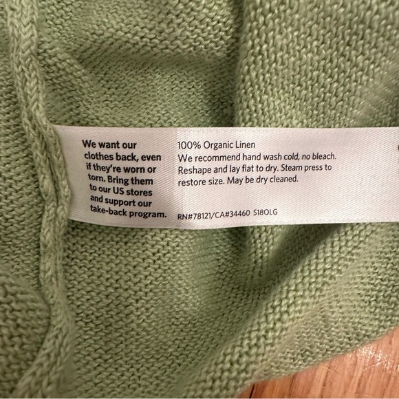 Eileen Fisher Sweater  Organic Linen Tie-Cuff  Light Green Women’s Sz XS # - Picture 5 of 12